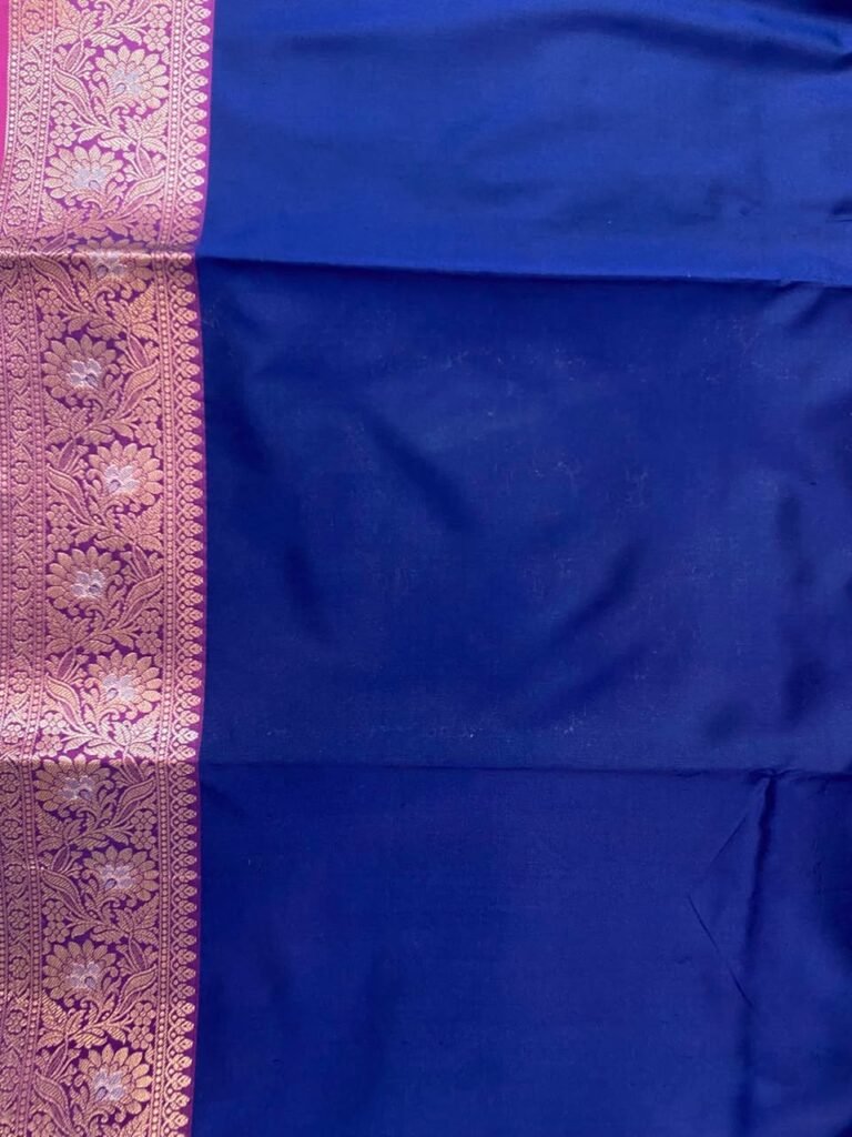Royal Blue Semi Kataan Silk Banarasi Saree