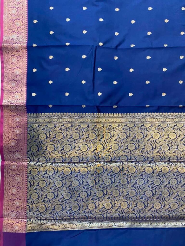 Royal Blue Semi Kataan Silk Banarasi Saree