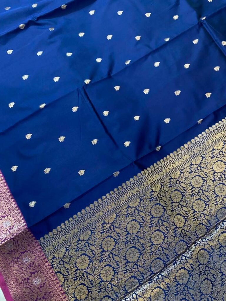 Royal Blue Semi Kataan Silk Banarasi Saree