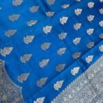 Teal Blue Chiniya Silk Pure Banarasi Saree