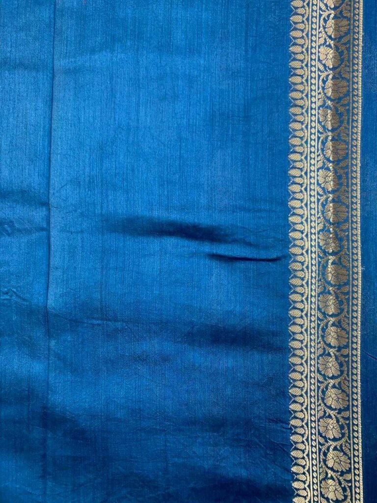 Teal Blue Chiniya Silk Pure Banarasi Saree