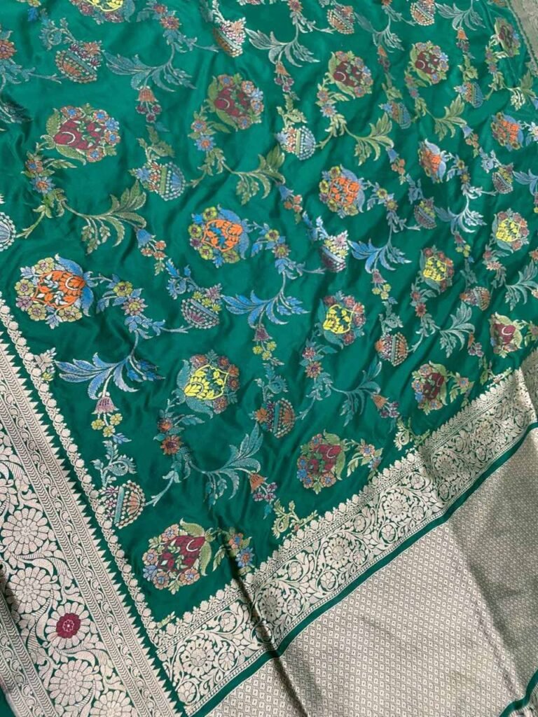 Sea Green Handwoven Kataan Silk Banarasi Saree
