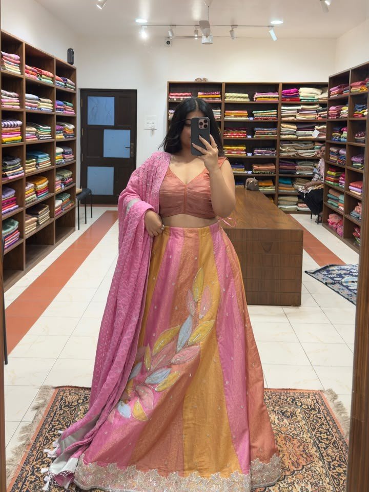 Banarasi Pure Chiniya Silk Lehenga with Cutdana Work