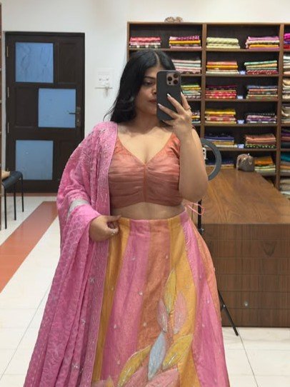 Banarasi Pure Chiniya Silk Lehenga with Cutdana Work