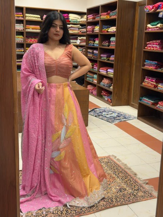 Banarasi Pure Chiniya Silk Lehenga with Cutdana Work