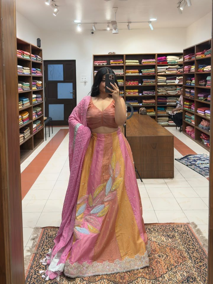 Banarasi Pure Chiniya Silk Lehenga with Cutdana Work