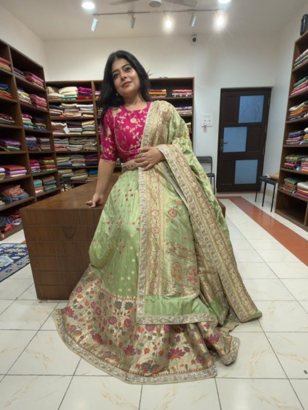 Banarasi Pure Kataan Silk Lehenga in Zardozi Work.