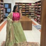 Premium customised pista green Banarasi Kataan Silk lehenga with Rani pink blouse, Resham threadwork, Zardozi work and Banarasi Kataan Silk dupatta