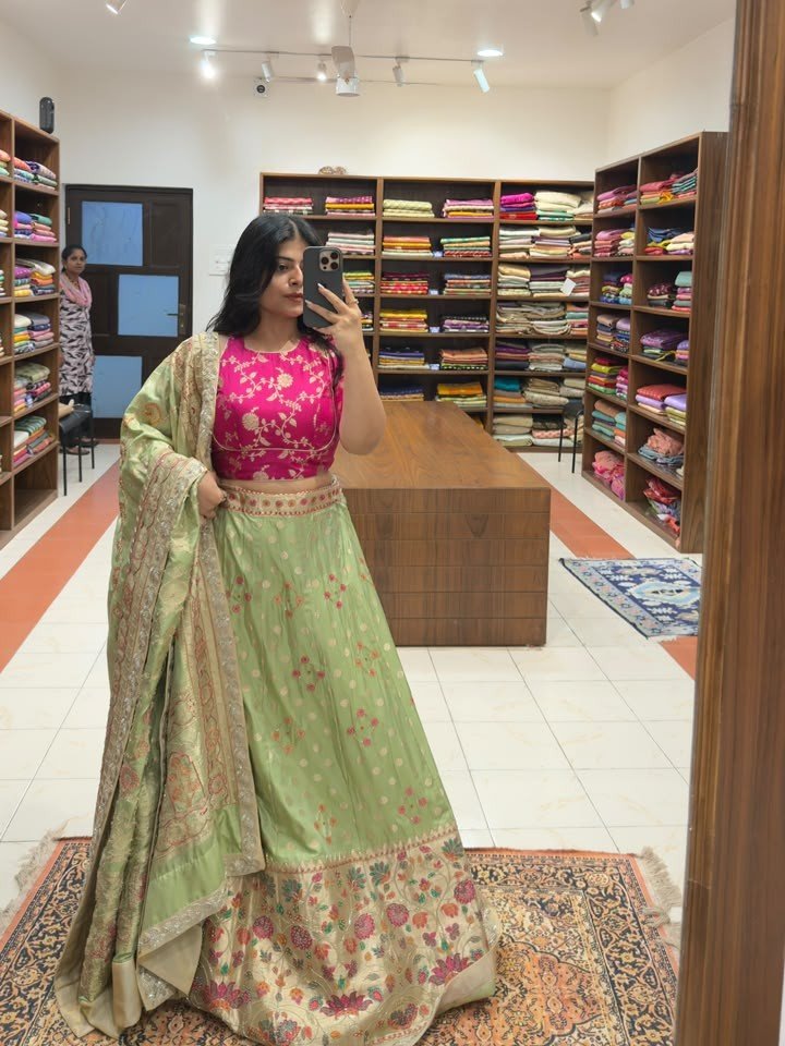 Banarasi Pure Kataan Silk Lehenga in Zardozi Work.