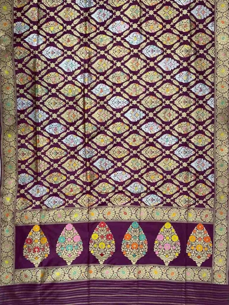 Purple Wine Banarasi Heritage Kataan Silk Saree