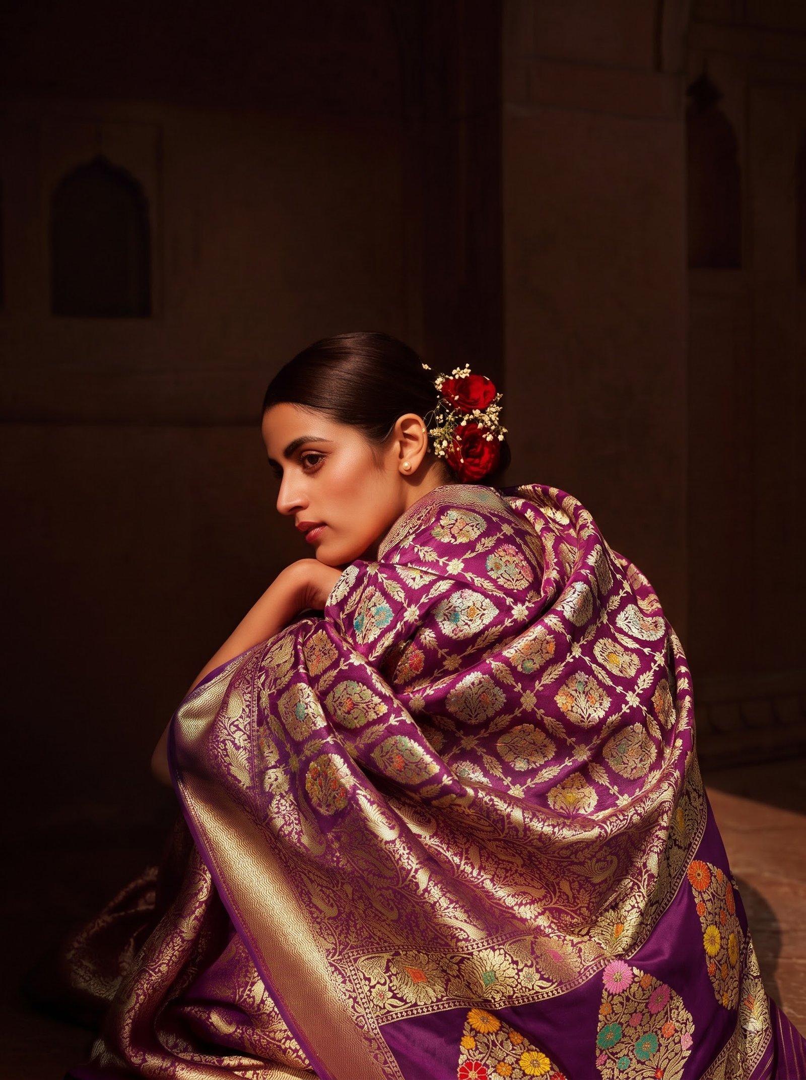 Purple Wine Banarasi Heritage Kataan Silk Saree