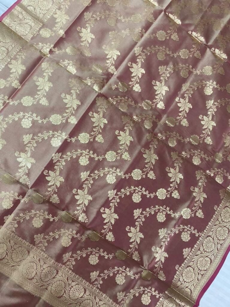 Chiku Semi Kataan Silk Banarasi Dupatta