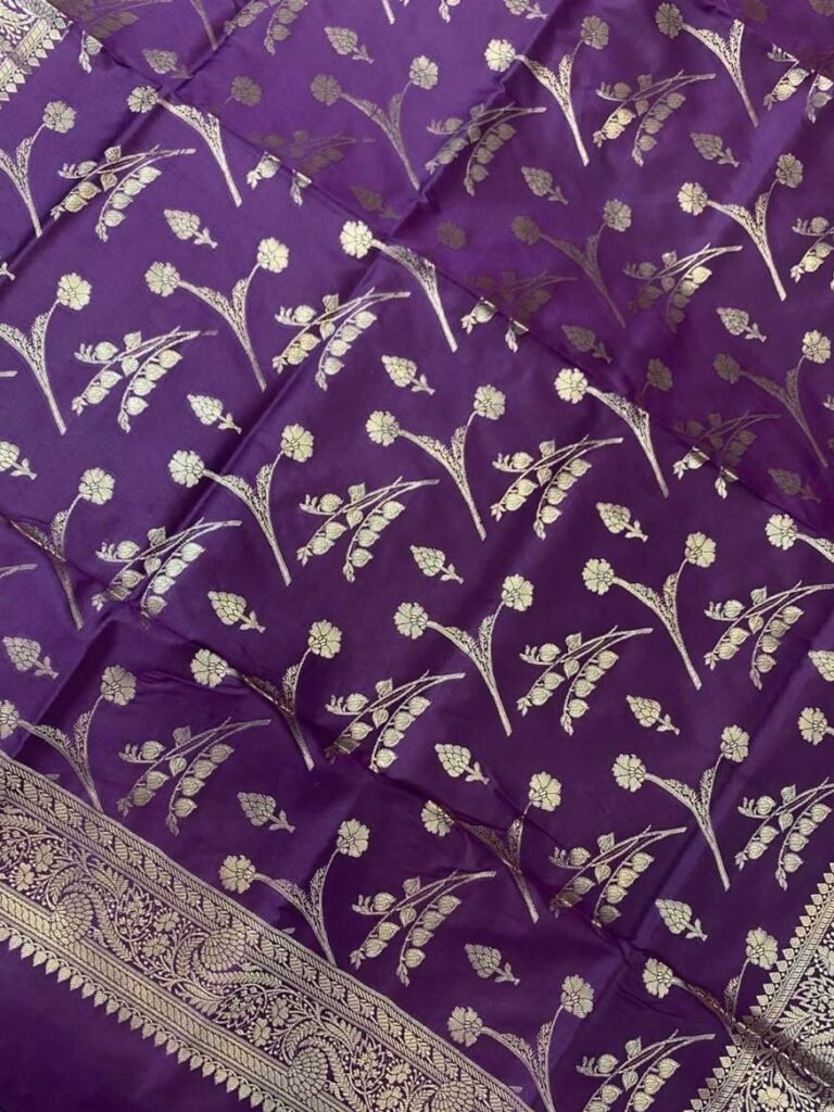 Deep Purple Semi Kataan Banarasi Dupatta