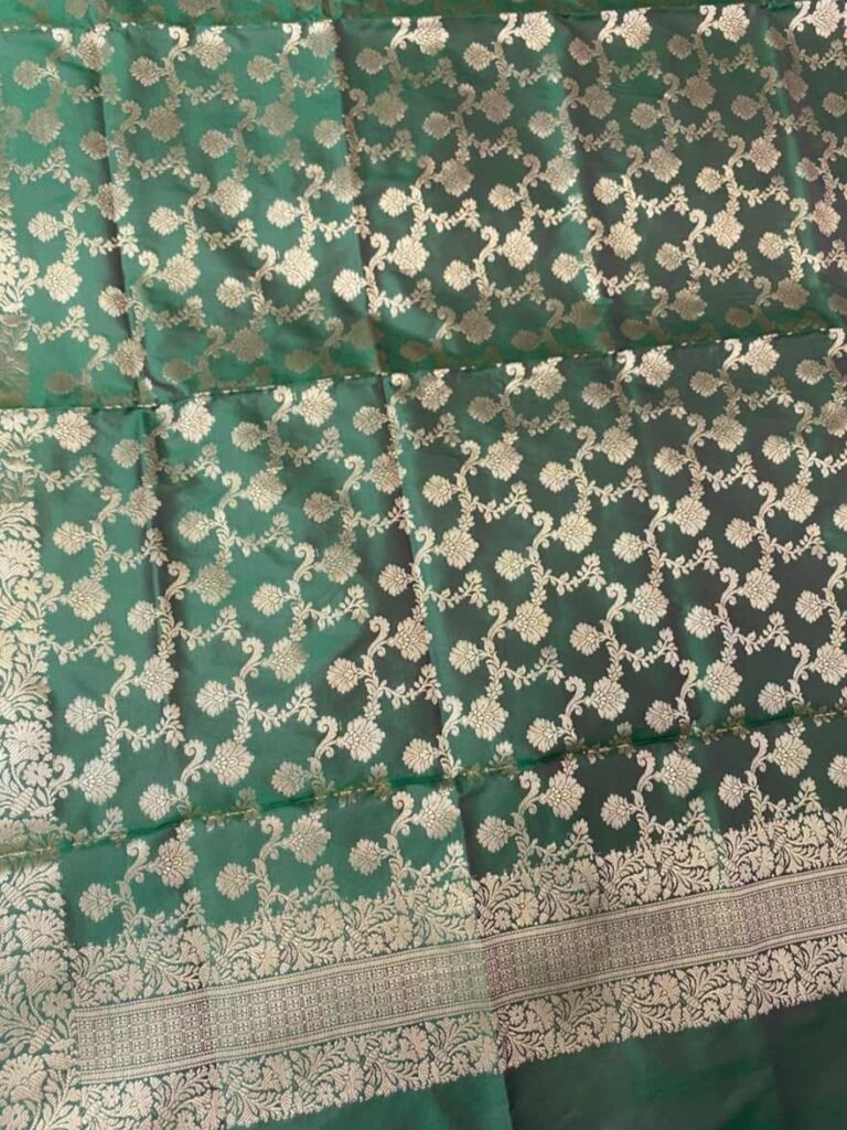 Green Semi Kataan Silk Banarasi Dupatta