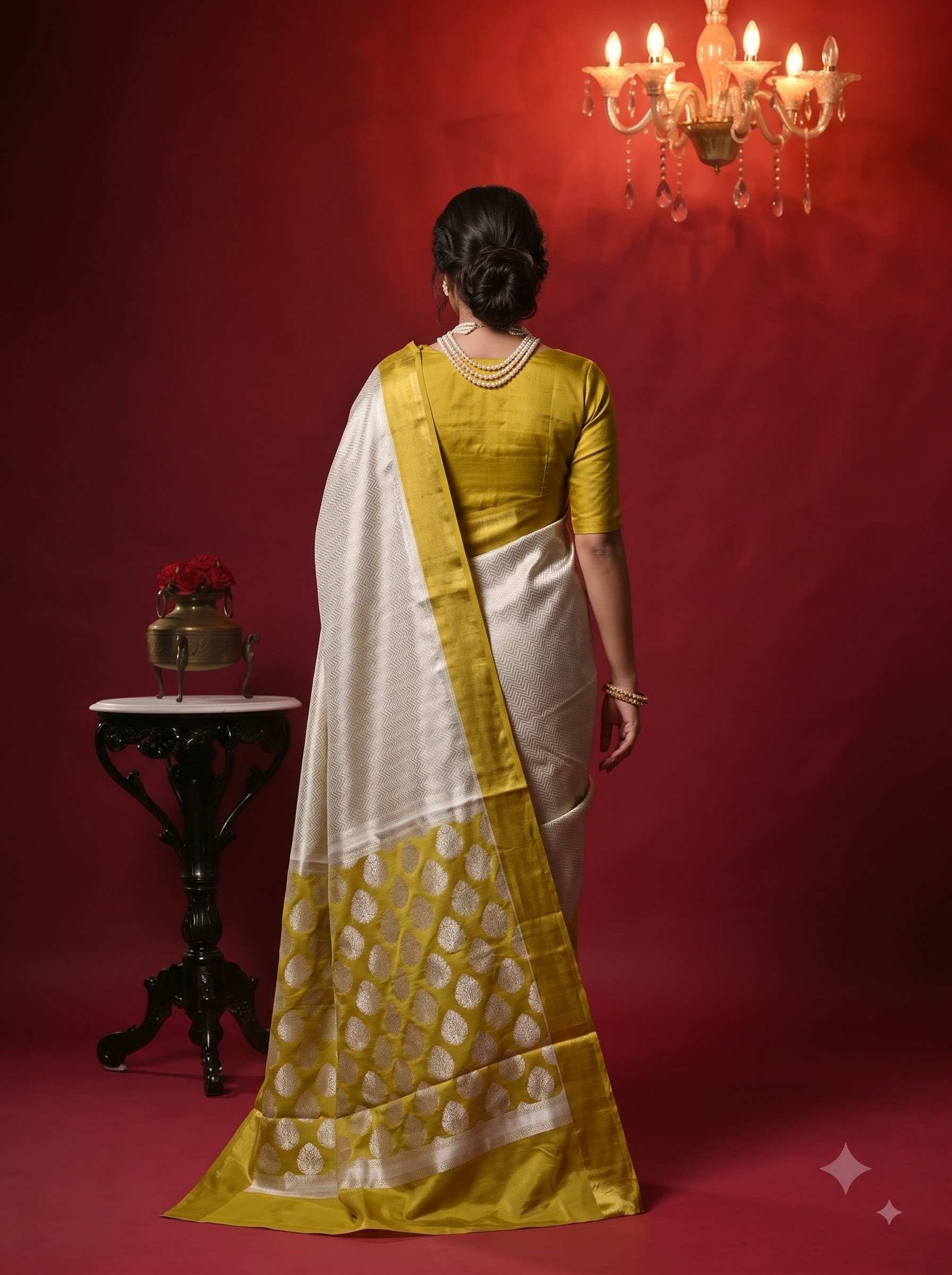 Olive Gold Tissue Silk Pure Banarasi Saree