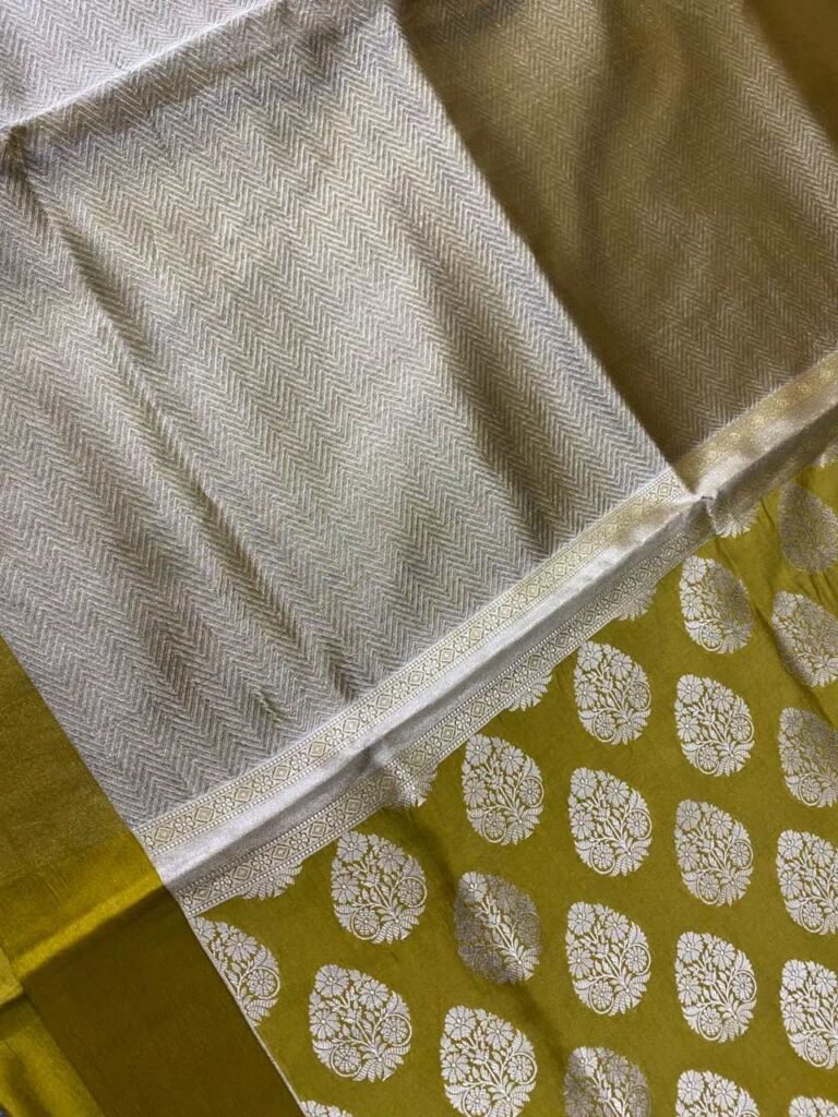 Olive Gold Tissue Silk Pure Banarasi Saree