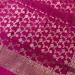 Rani Pink Semi Kataan Silk Banarasi Dupatta