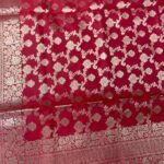 Red Semi Kataan Silk Banarasi Dupatta