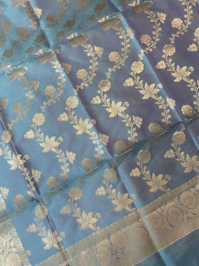Sea Green Semi Kataan Silk Banarasi Dupatta