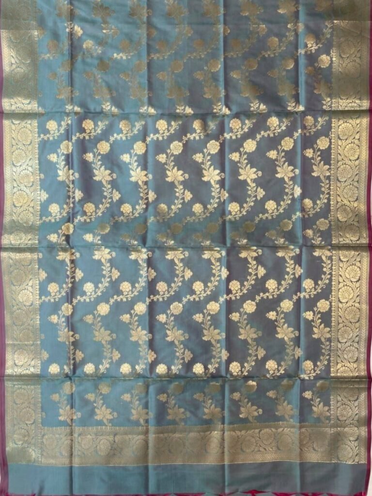 Sea Green Semi Kataan Silk Banarasi Dupatta