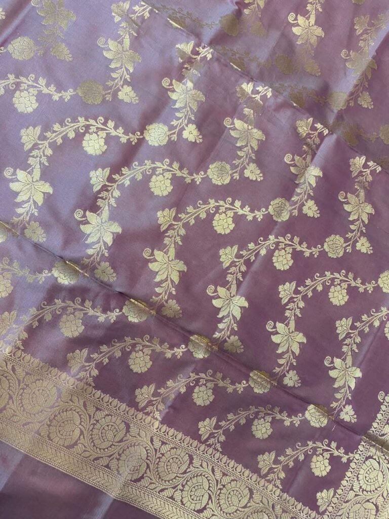Wine Semi Kataan Silk Banarasi Dupatta